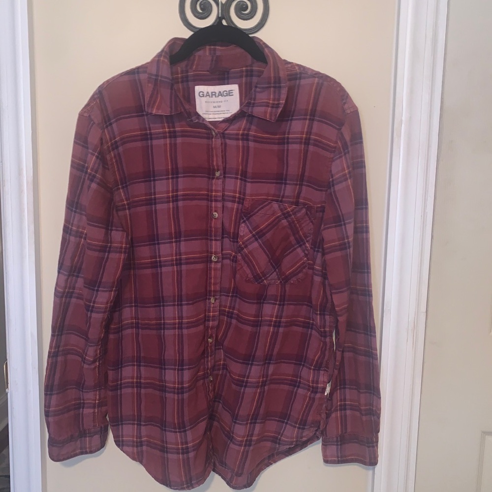 Garage Burgundy Plaid Shirt